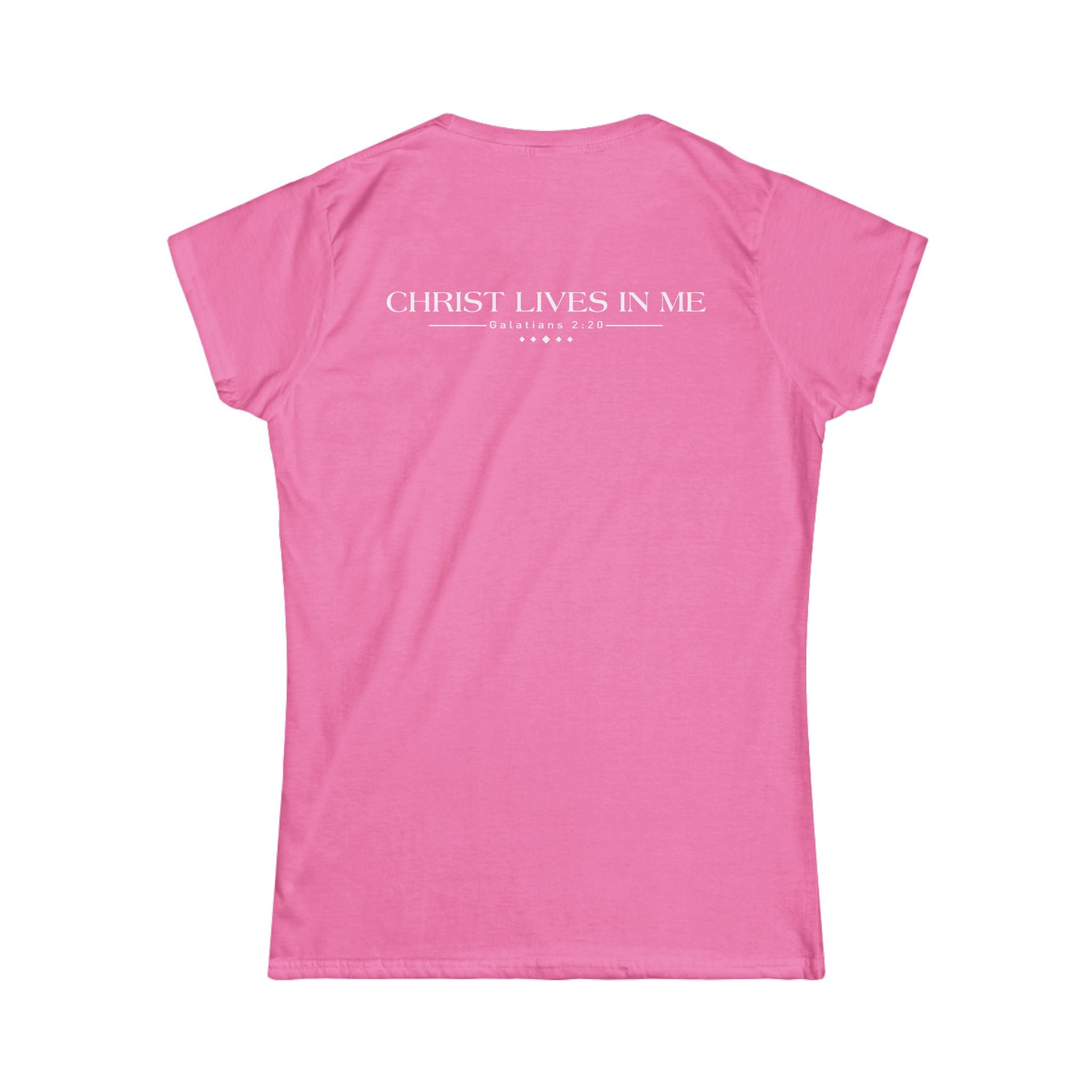 Women's softstyle T-shirt by Printify featuring a "God Is My Strength" design with a comfortable fit and casual style.