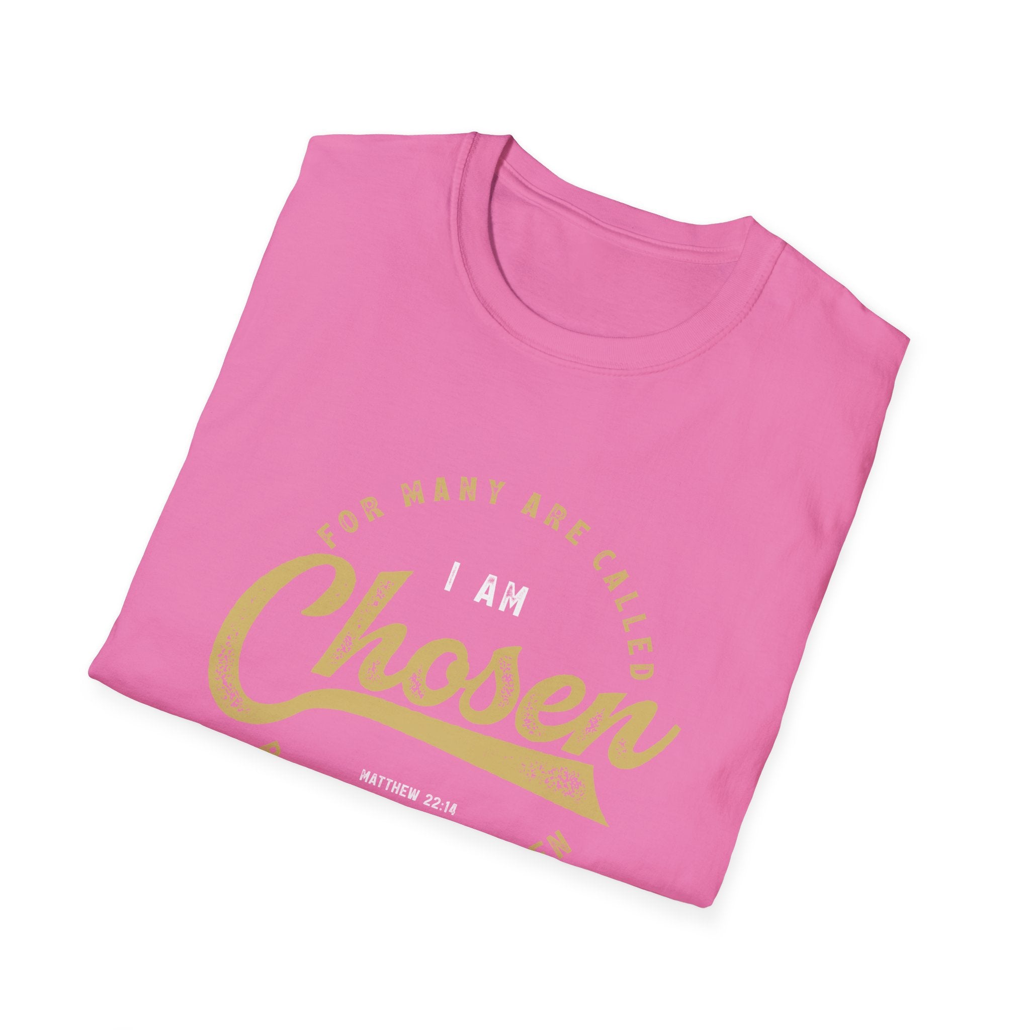 Unisex softstyle T-shirt by Printify with "I Am Chosen" slogan, featuring a comfortable fit and bold printed design.
