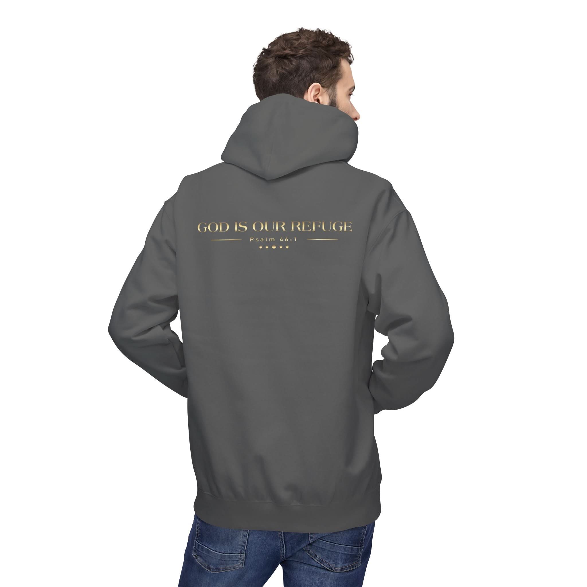 Jesus Crest: Unisex Hooded Sweatshirt: God Is Our Refuge-thumbmail-7