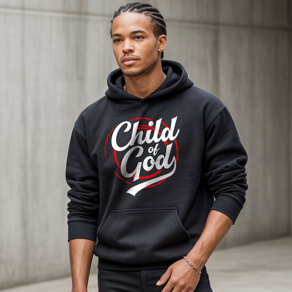 Unisex Heavy Blend™ hooded sweatshirt featuring a "Child of God" design, made by Printify, shown on a plain background.