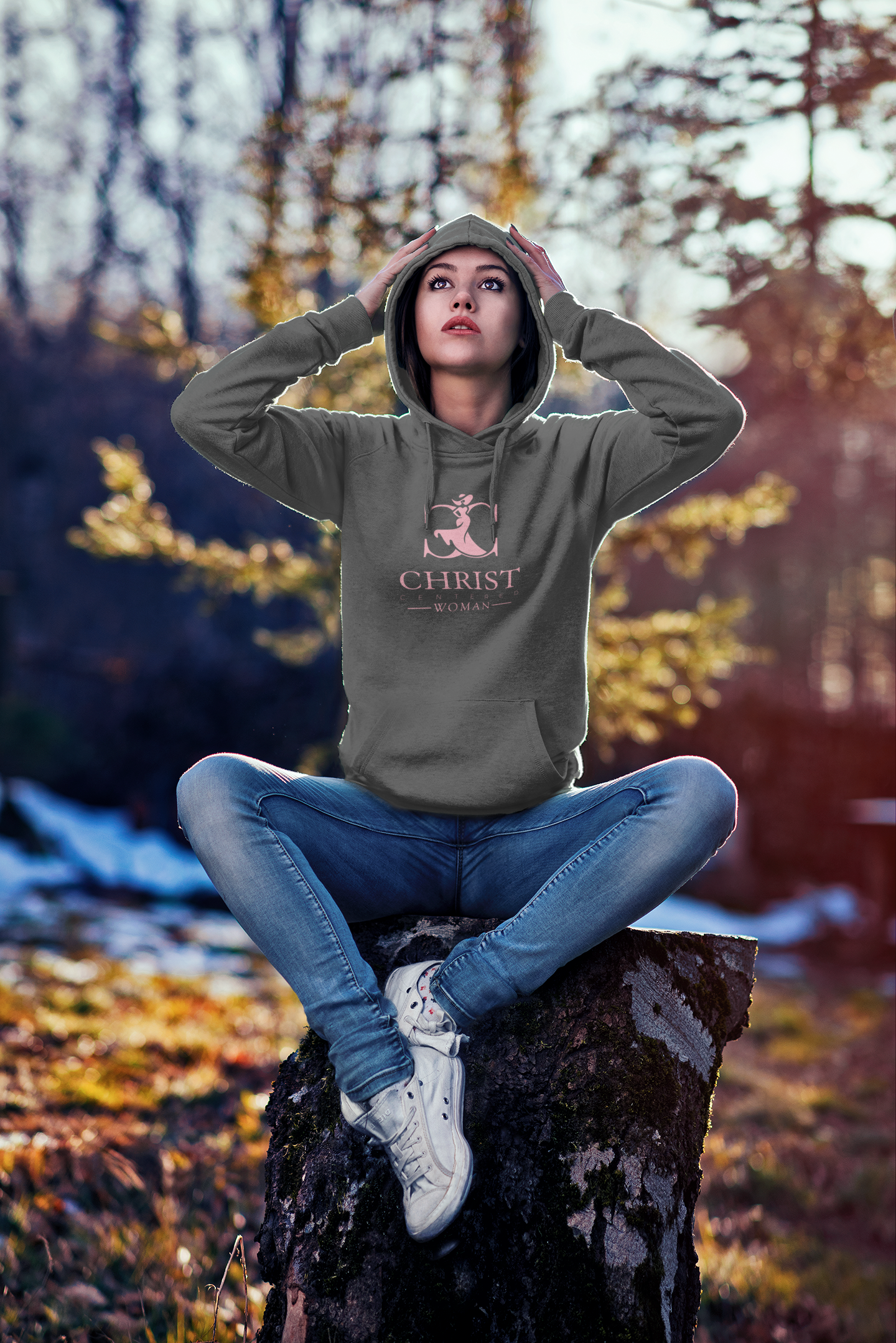 Pink Floral Cross Christ Hoodie | Christian Faith Pullover - Christ Centered Ministries