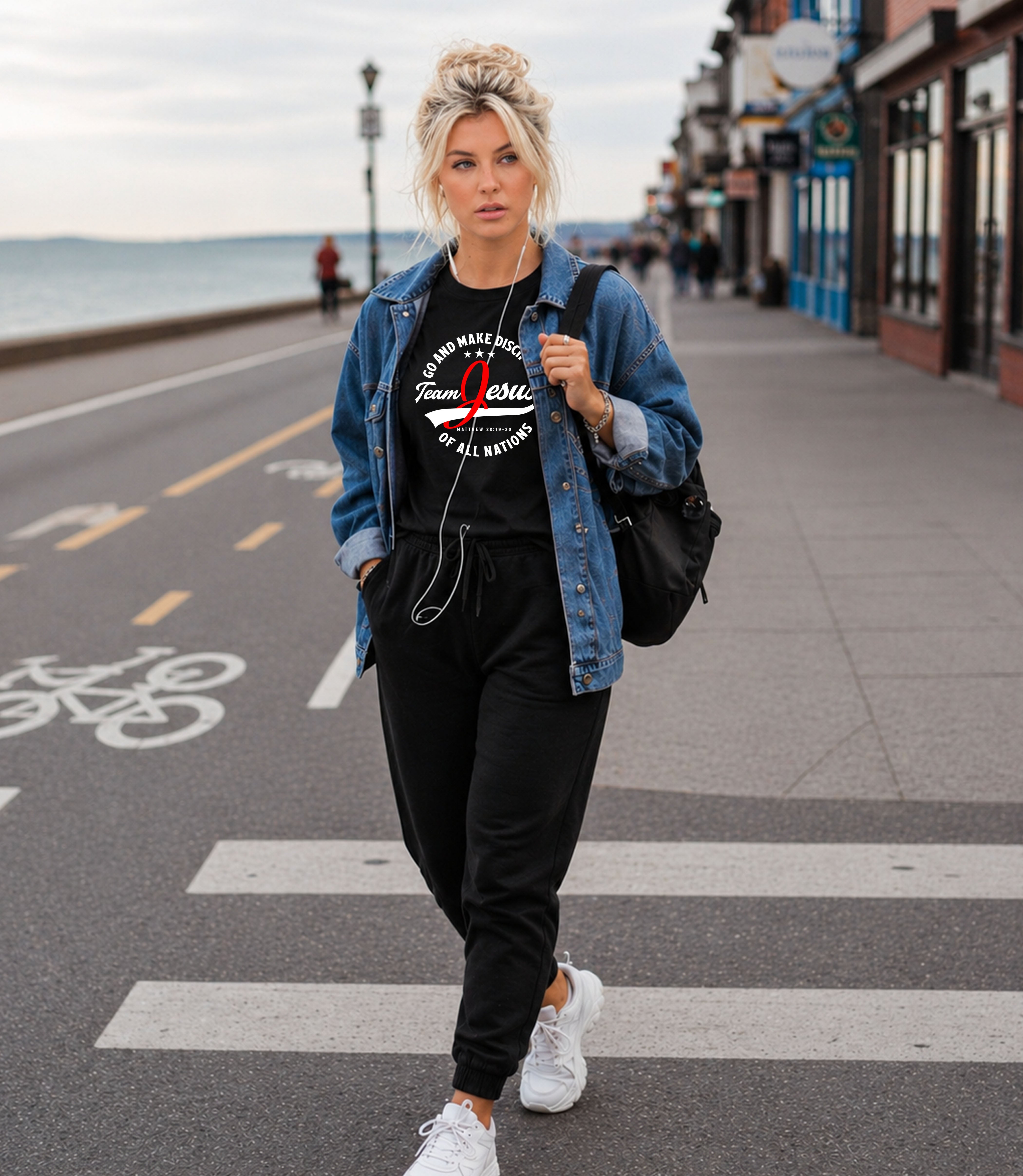 Unisex Softstyle T-Shirt with "Team Jesus" print, made by Printify, featuring a comfortable fit and casual style.