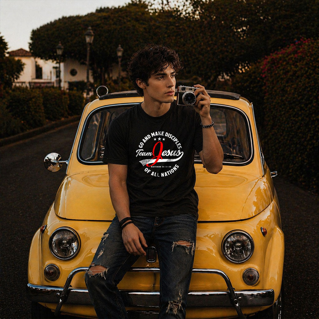 Unisex Softstyle T-Shirt with "Team Jesus" print by Printify, featuring a comfortable fit and casual design.