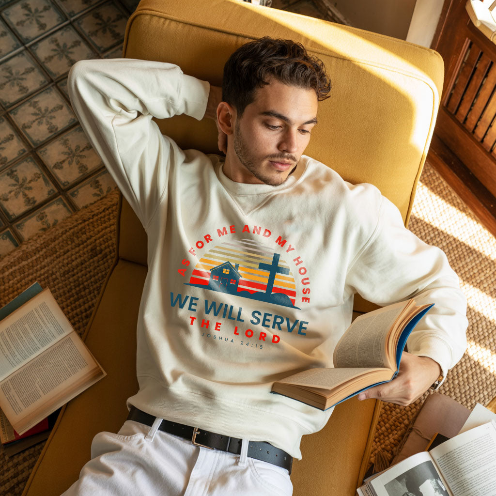 Unisex midweight softstyle fleece crewneck sweatshirt with religious text design, in natural fabric and comfortable fit.