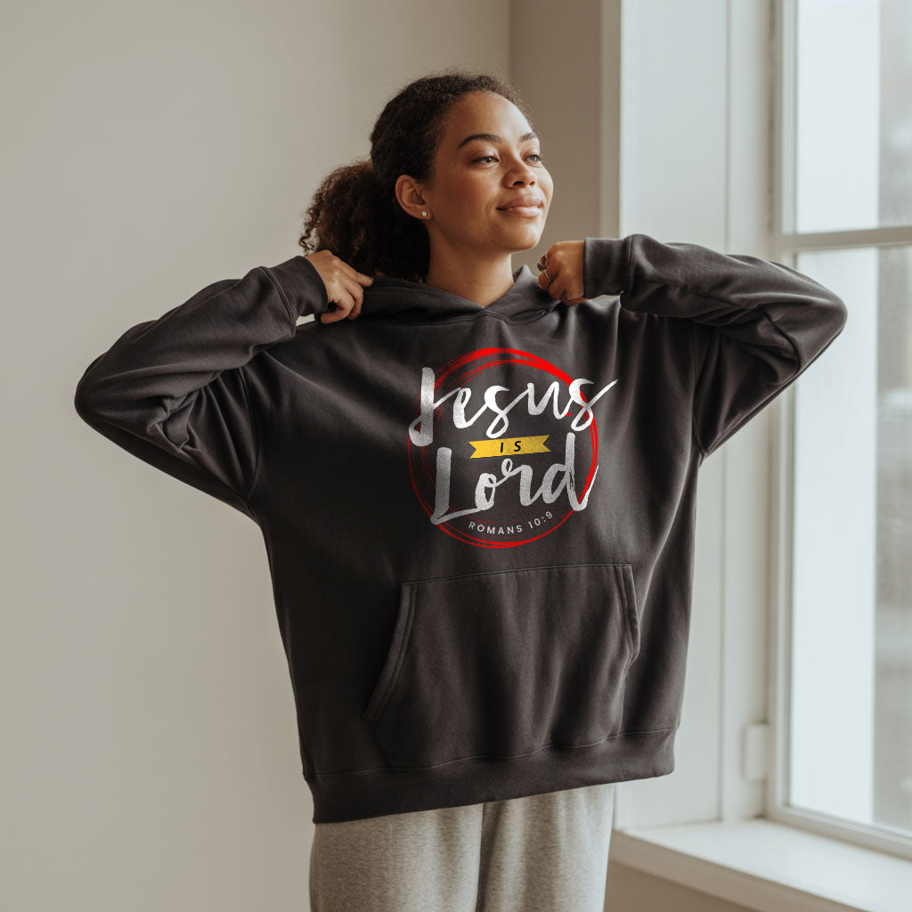 Unisex Heavy Blend™ hoodie featuring a Jesus is Lord design, made by Printify, with a front hood and casual fit.