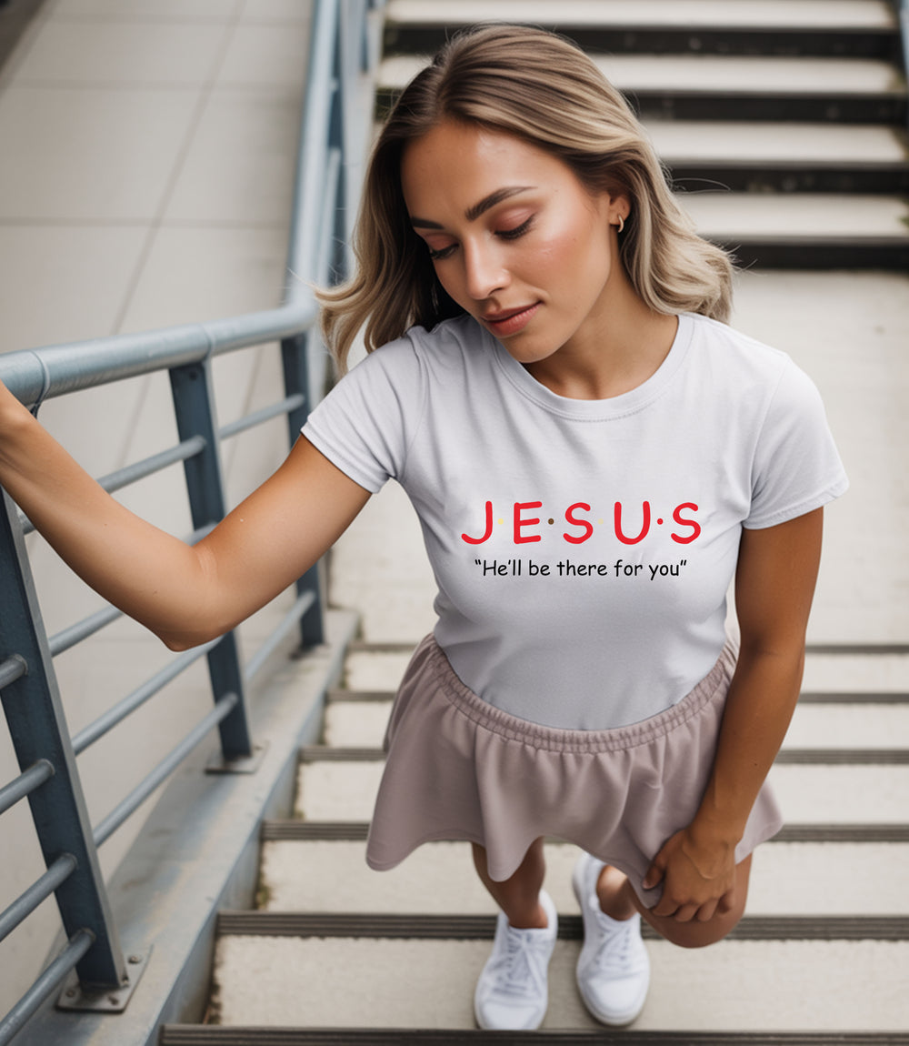 Unisex Printify Softstyle T-Shirt featuring Jesus design, with a comfortable fit and casual style for everyday wear.