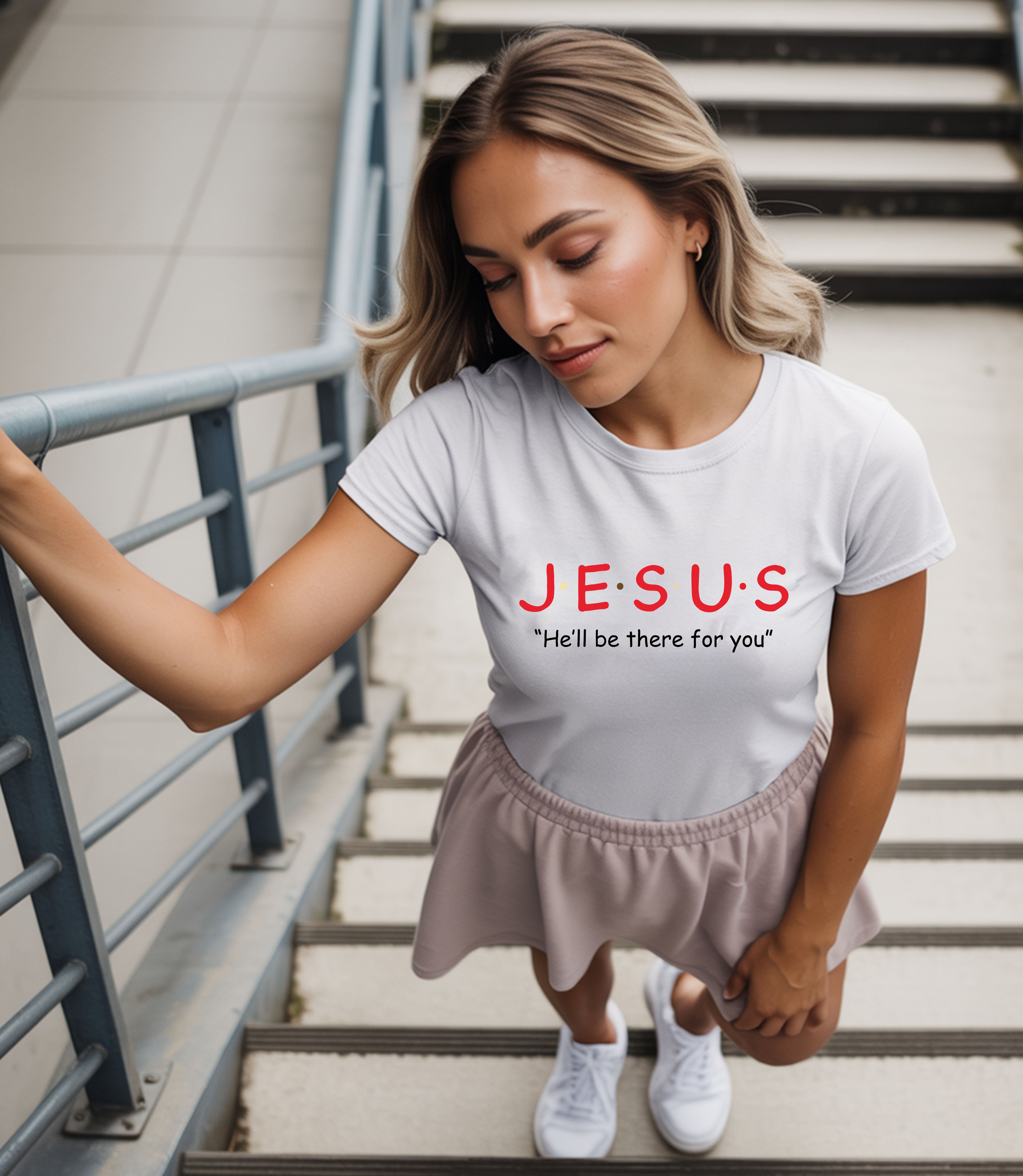 Unisex Printify Softstyle T-Shirt featuring Jesus design, with a comfortable fit and casual style for everyday wear.