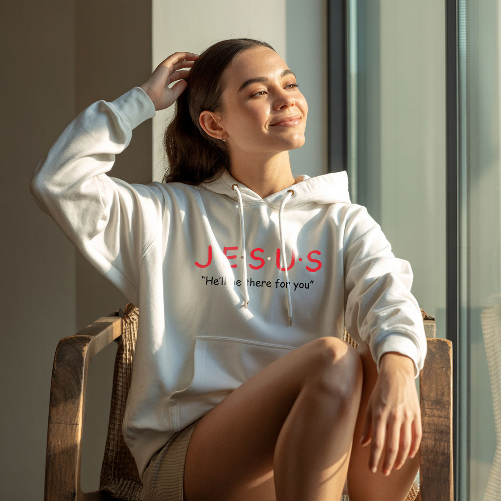 Unisex Heavy Blend hoodie featuring a Jesus design from Printify, with a front graphic and hooded style for casual wear.