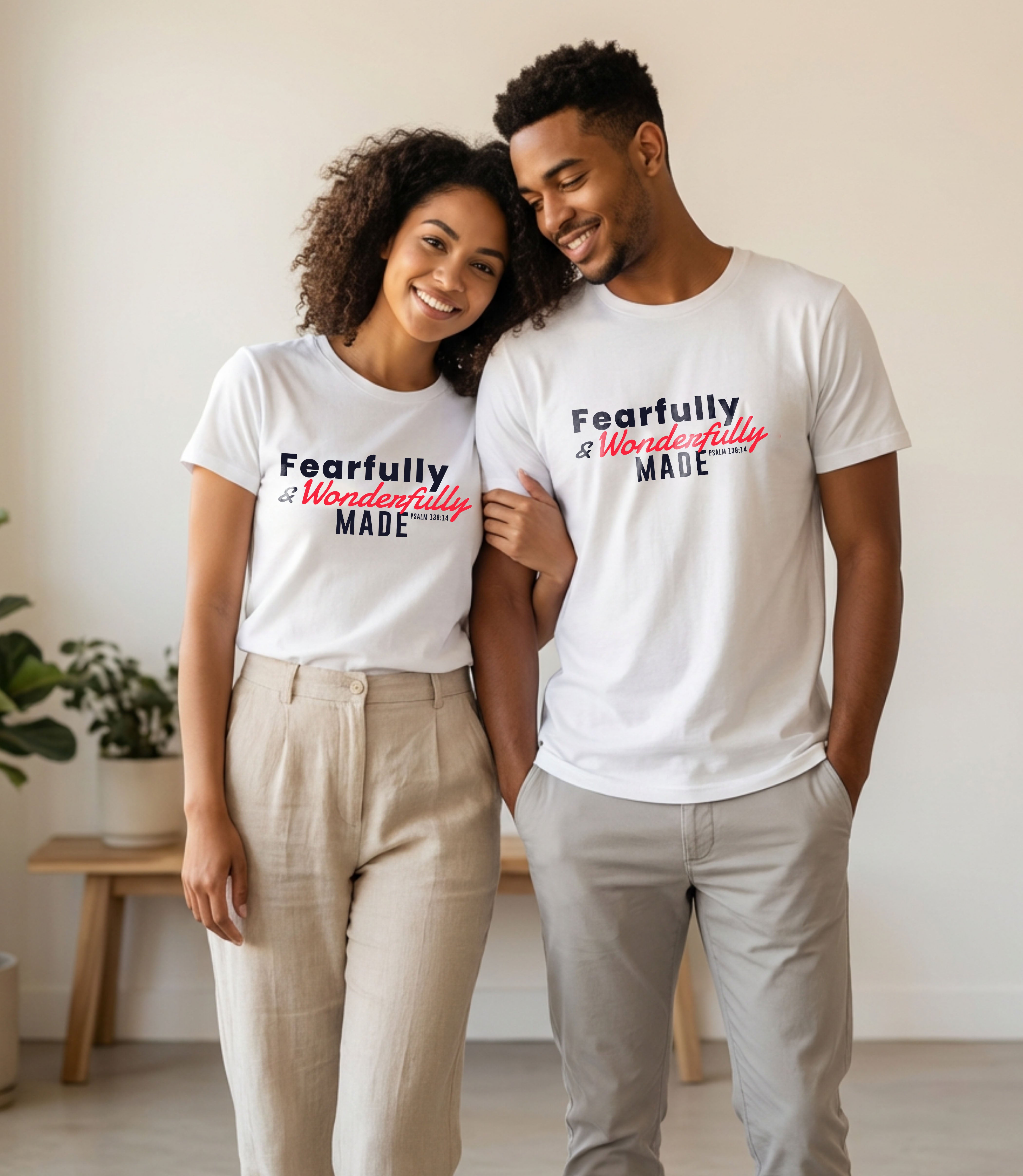 Unisex Softstyle T-Shirt with "Fearfully and Wonderfully Made" print, featuring a comfortable fit and casual style.