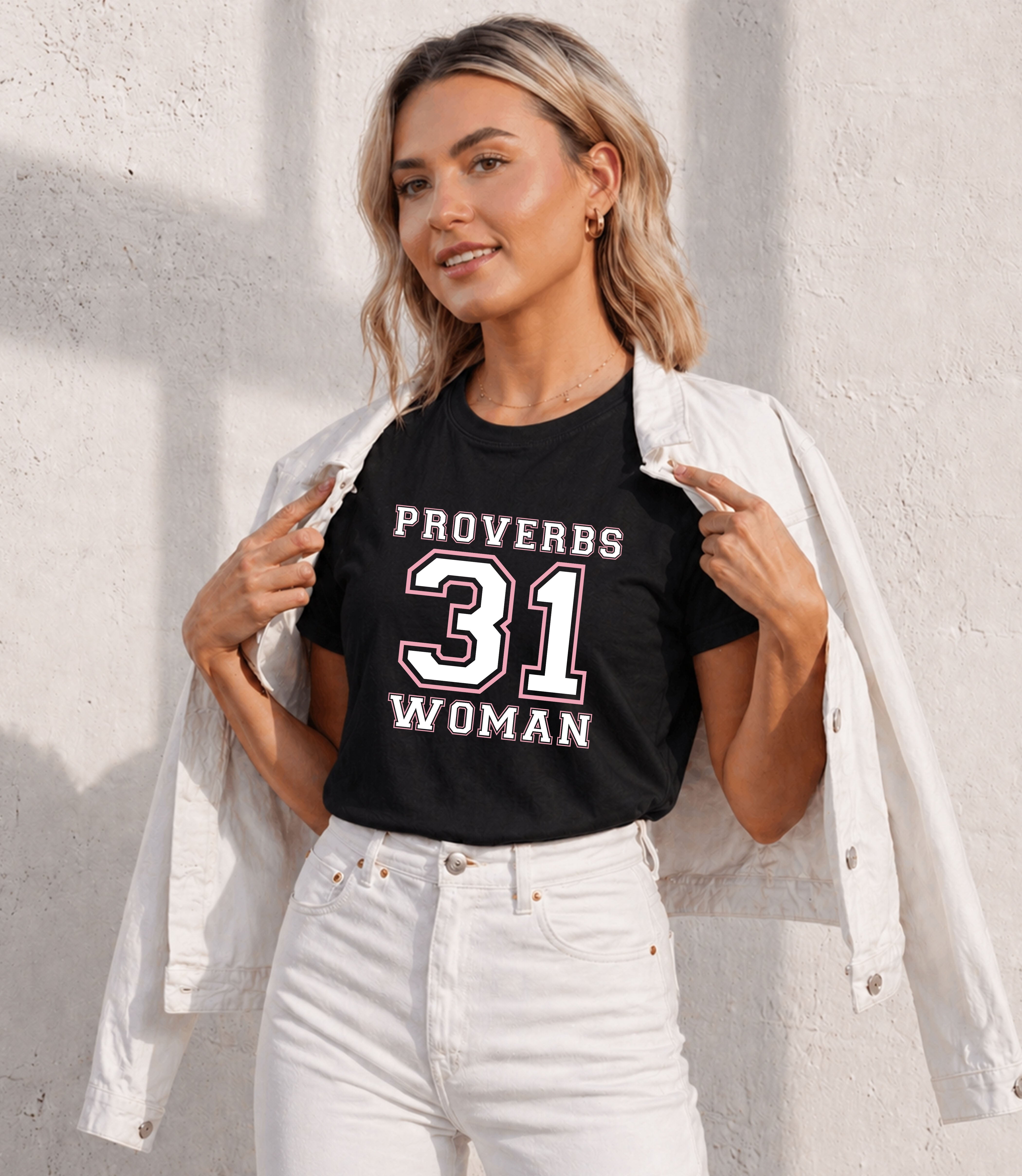 Women's softstyle Proverbs 31 Woman T-shirt by Printify, featuring a comfortable fit and inspirational biblical quote design.