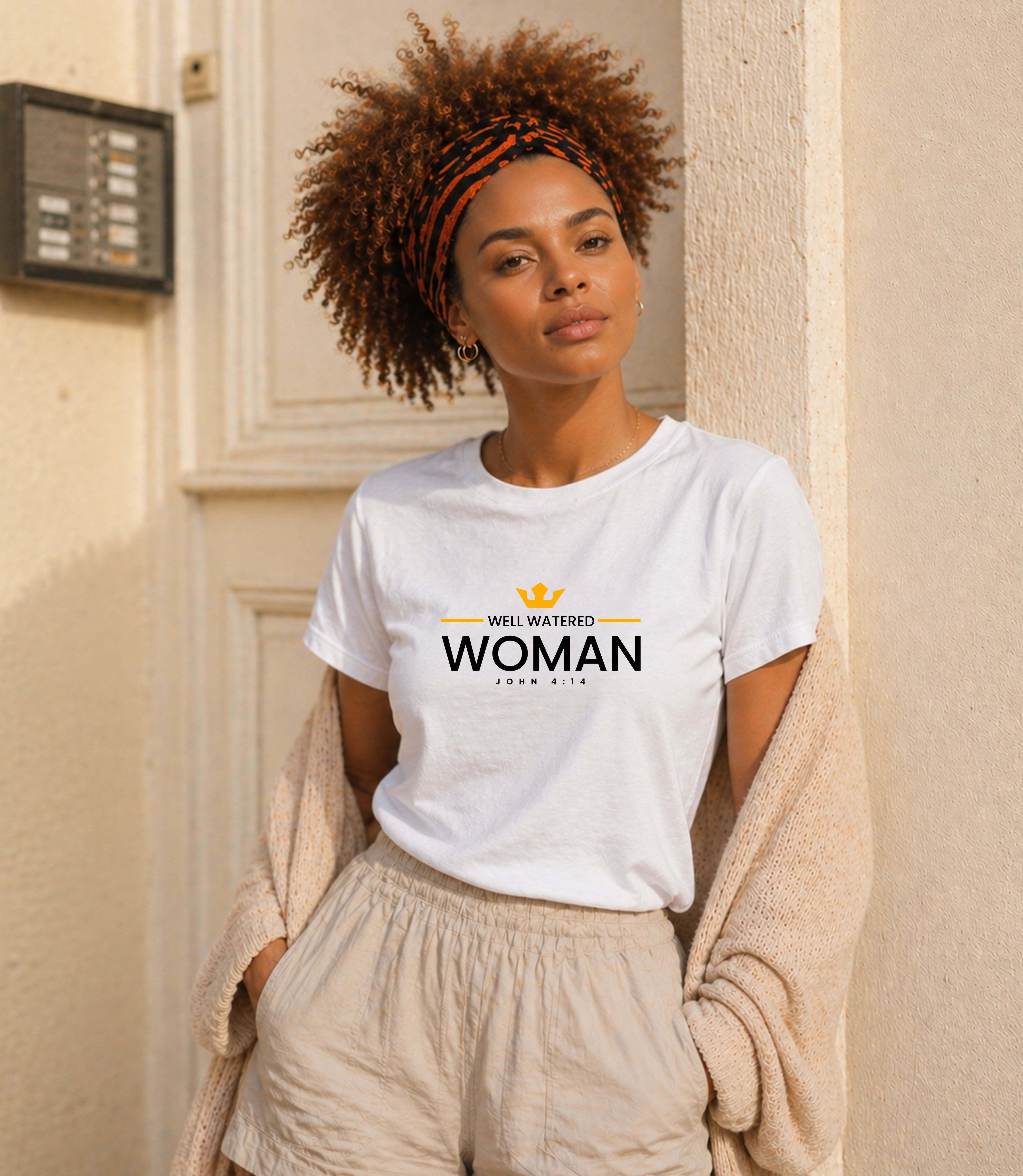 Women's Softstyle T-Shirt by Printify featuring a well-watered woman graphic, shown in a relaxed fit on a plain background.