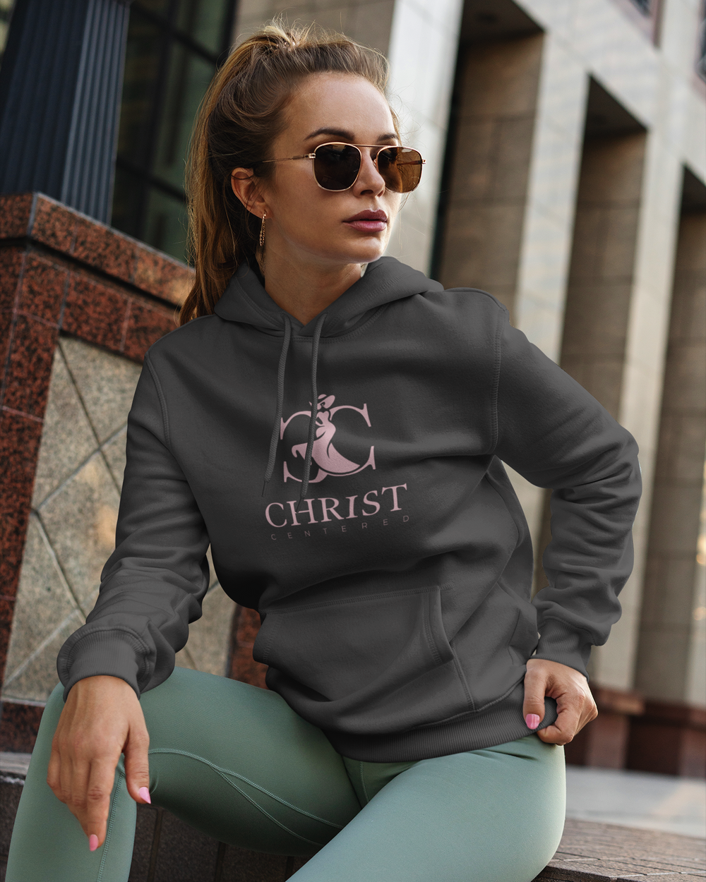 Unisex Lady CC Heavy Blend™ hoodie featuring a fashionable woman with sunglasses, showcasing stylish pullover hoodie design.